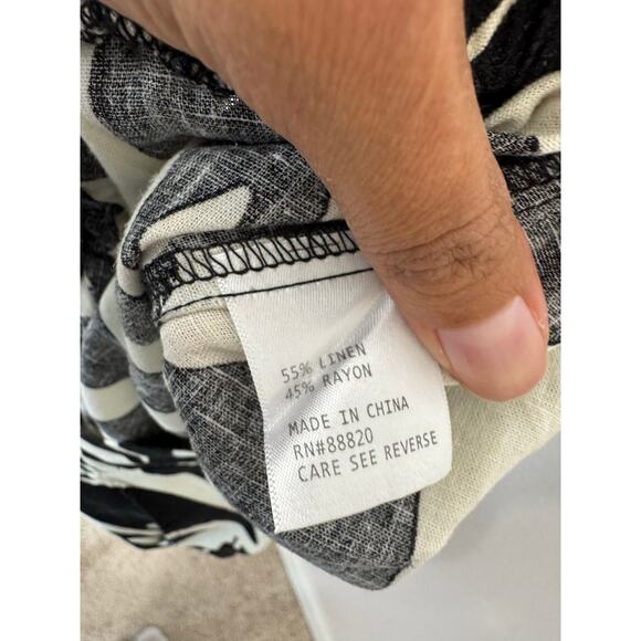 Rachel Zoe Women’s Black Cream Linen Blend Wide Leg Pants Size Small - Picture 6 of 6